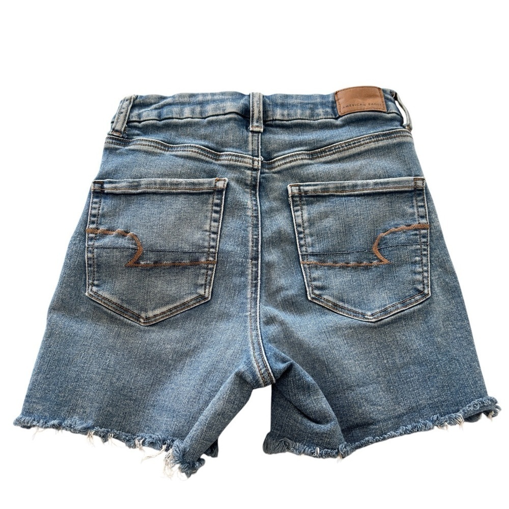 American Eagle Curvy Hi Rise Shortie Shorts Size 4 Next Level Stretch Distressed - Picture 2 of 13